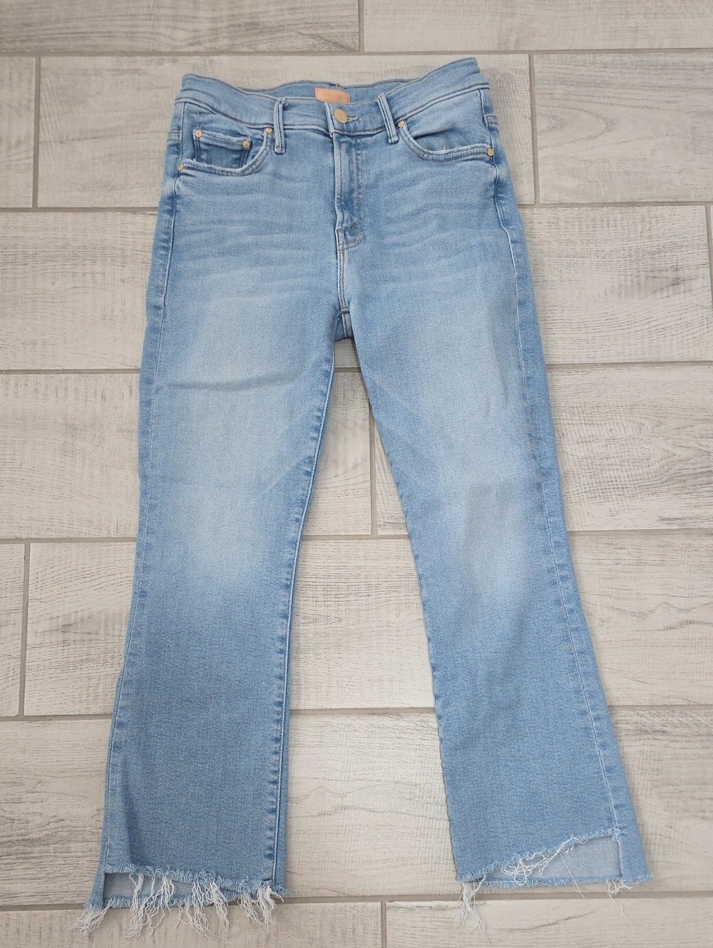 Mother The Insider Crop Step Fray Women's Size 26 Light Wash Stretch